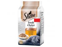 Sheba Fresh Choice Adult 1+ Wet Cat Food Pouches Mixed Poultry Selection in Gravy 6 x 50g