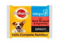 Pedigree Dog Pouch Beef/Vegetable Gracy 3pack